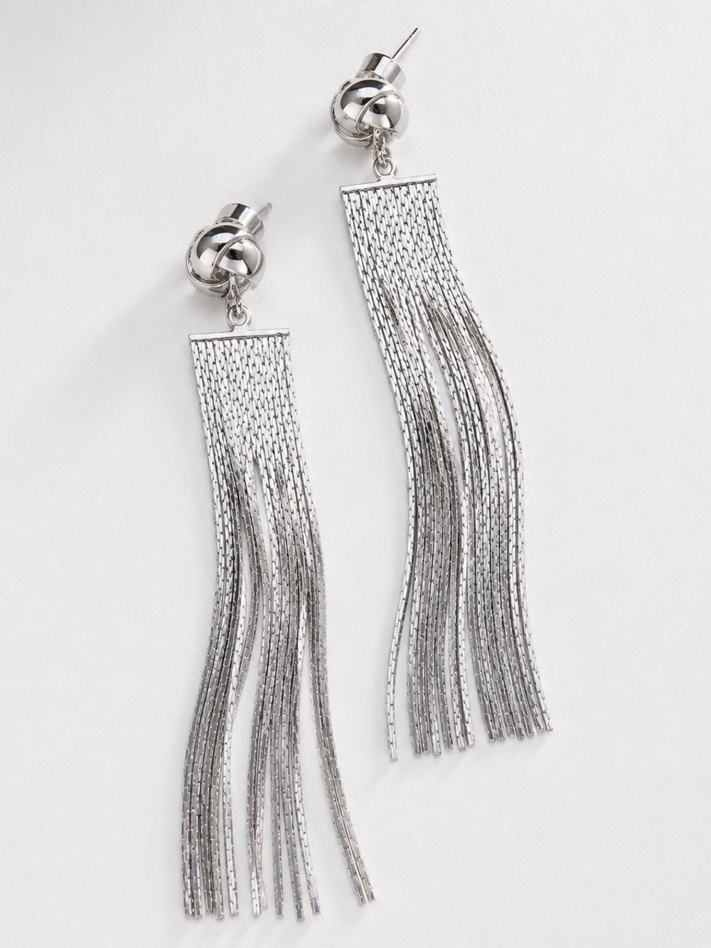 Silver Tassel Fringe Drop Earrings - Women Jewelry